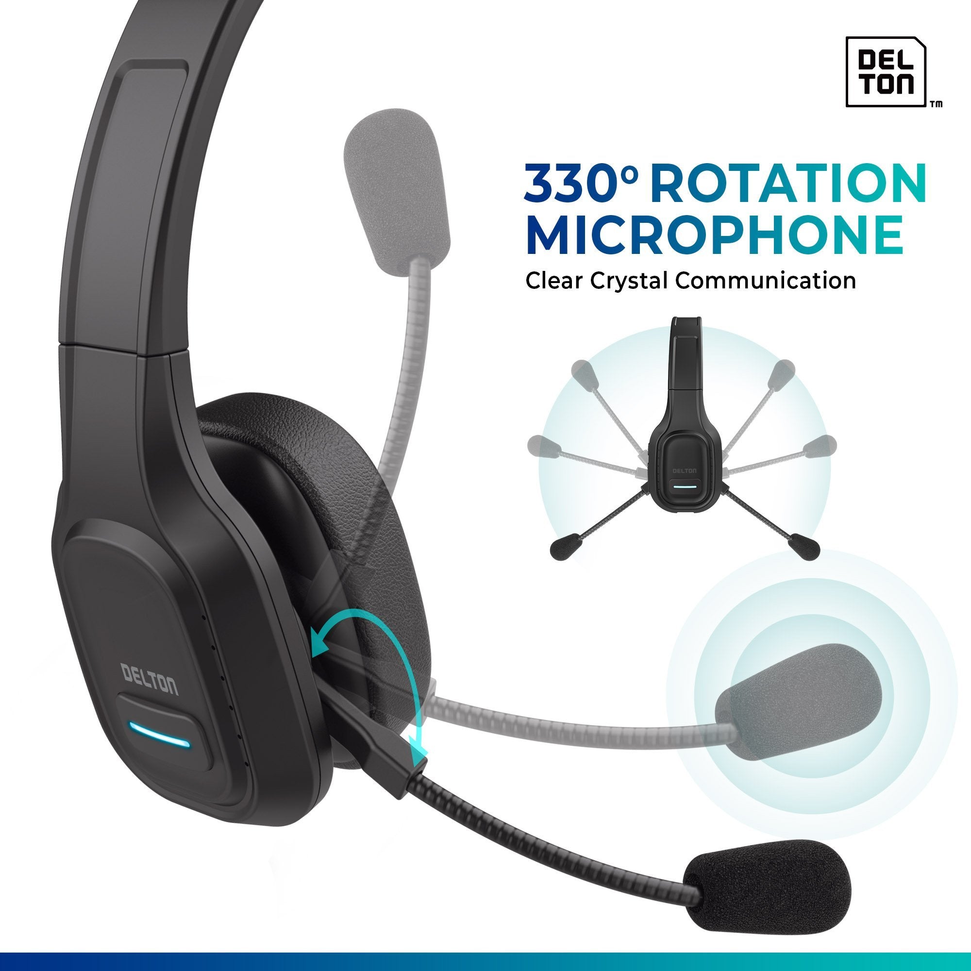 Delton Professional Wireless Computer Headset with Mic Wireless Headset - Tophatter Daily Deals